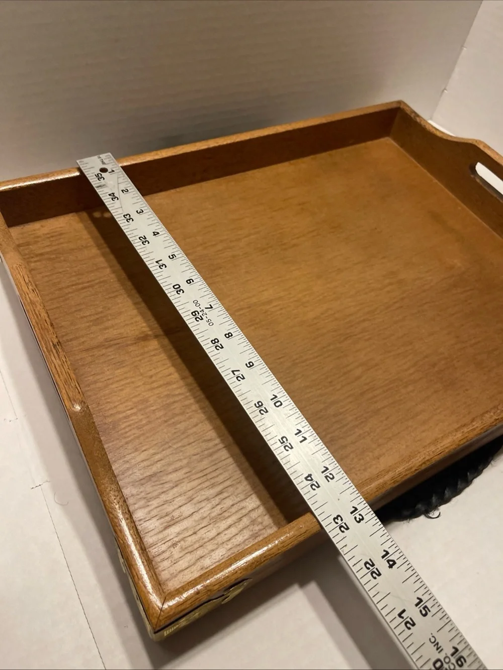 Bombay Wood Serving Tray with Brass Accents - Brown vintage
